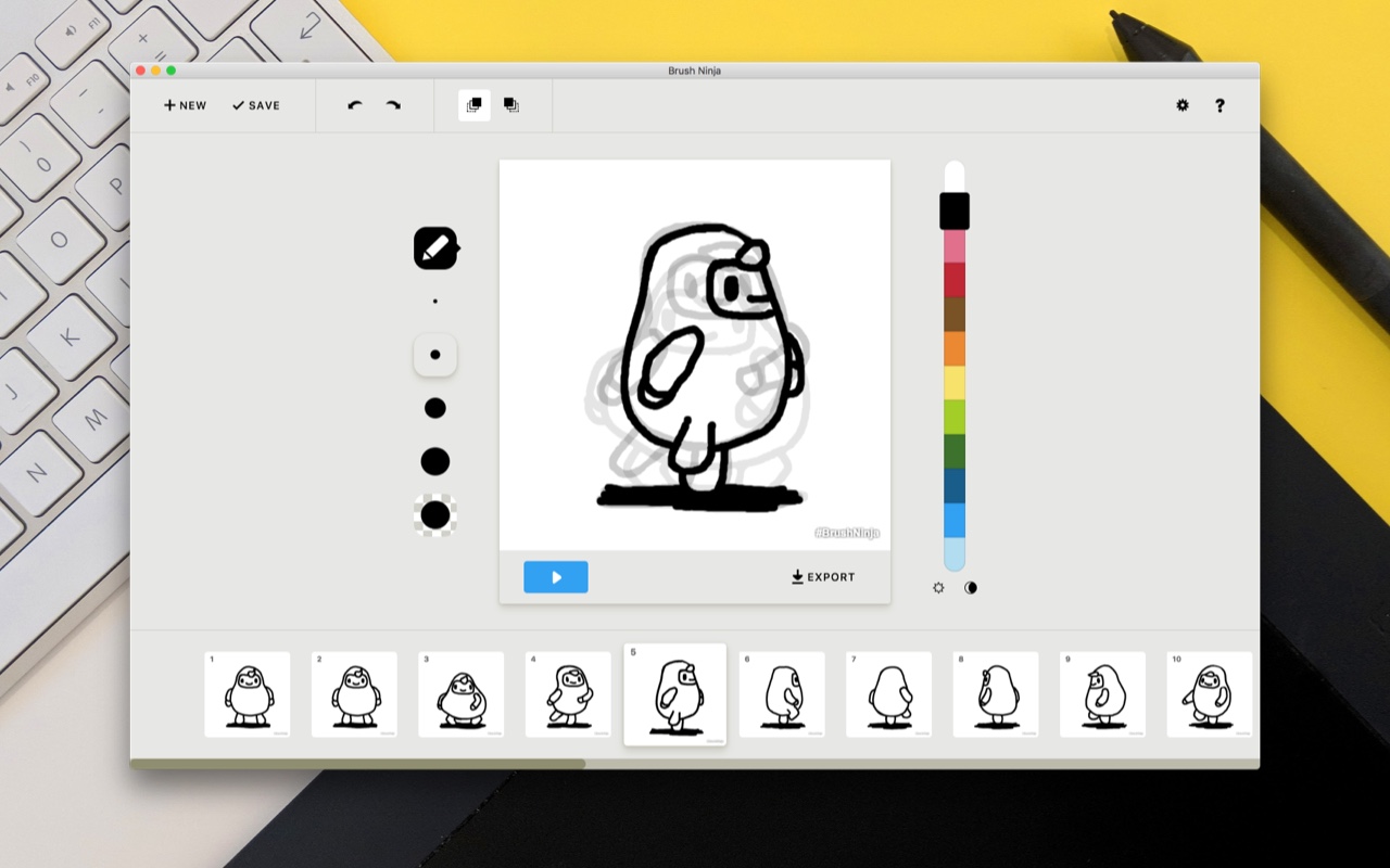 Brush Ninja, A FREE Hand-drawn Animated Gif creator.