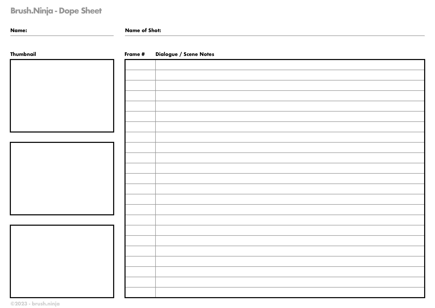 Example Dope Sheet layout